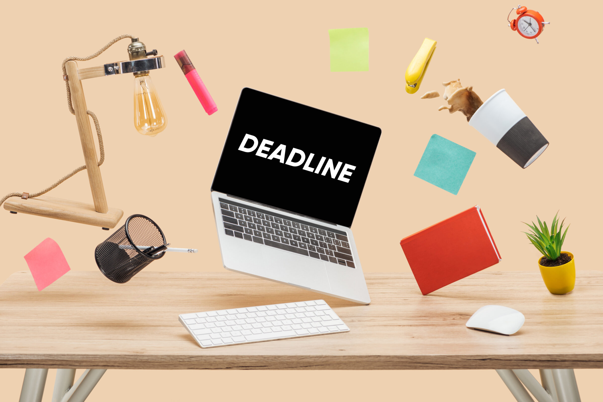 Laptop with deadline lettering on screen
